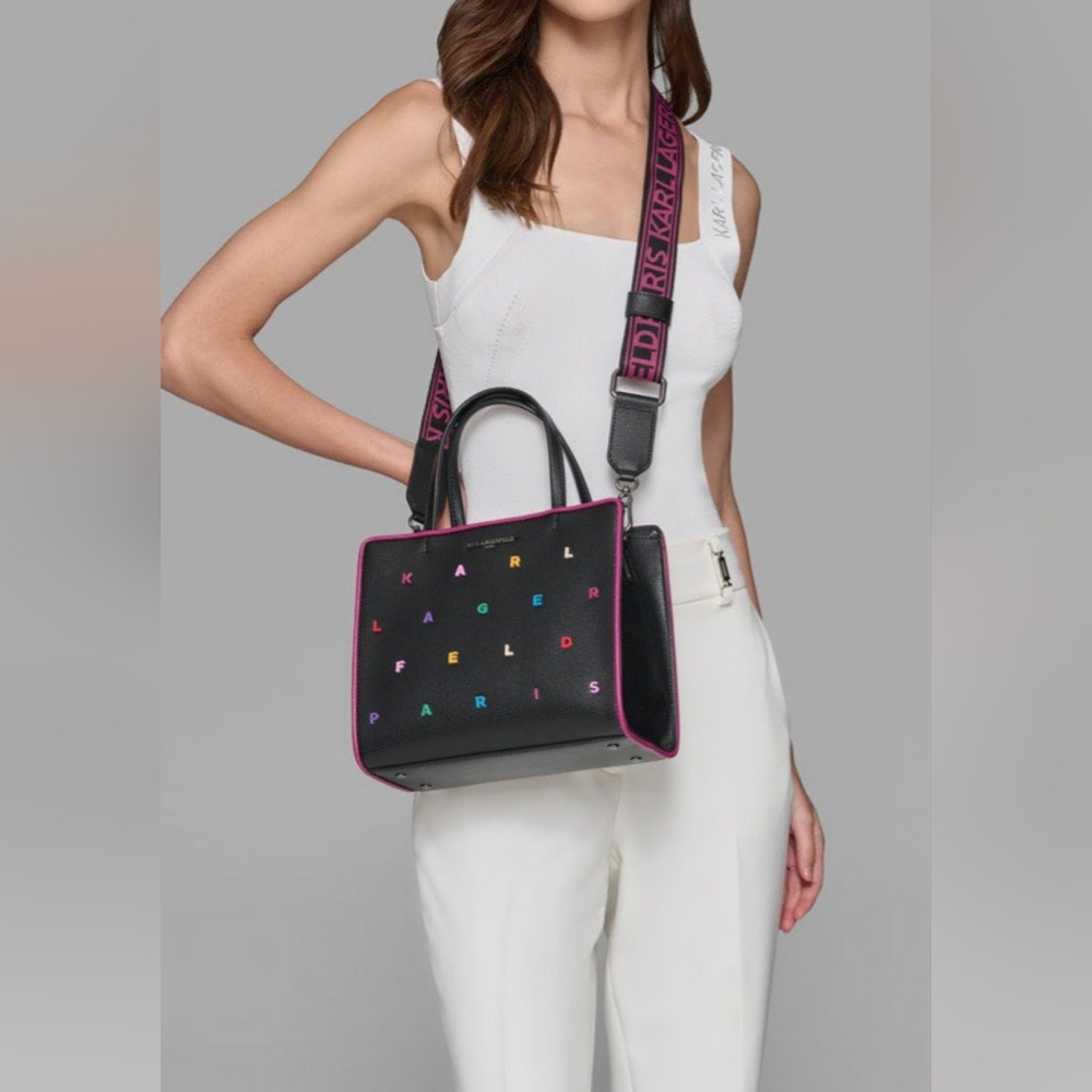 Karl Lagerfeld Black and Pink Women's Bag